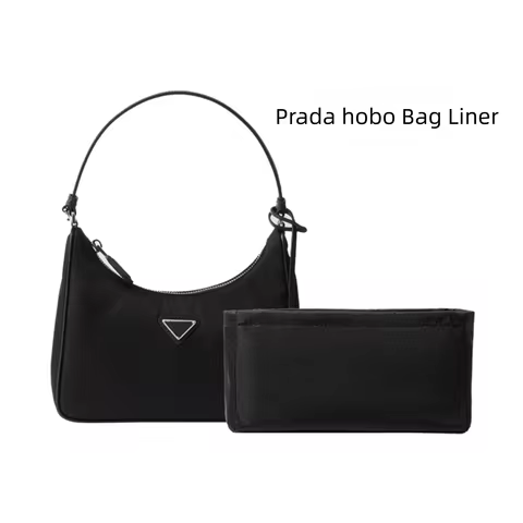 HOLINFASHION Black Nylon Purse Organizer Insert Handbags Storage Keeps Bags Shaped & Neat For Prada 