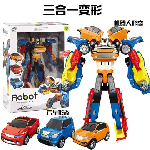 3 In 1 Tobots Transformation Robot Korea 2 In 1 Cartoon Brothers Anime Deformation Car Airplane Toys