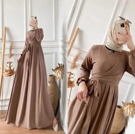 DRESS WANITA ALISA BAHAN KAIN CRINKLE M L XL
