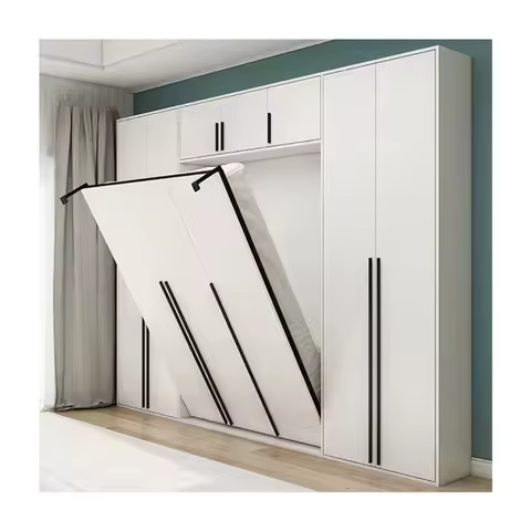 Modern easy-to-assemble flat vertical horizontal folding bed with cabinet folding wall bed