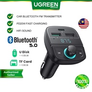 UGREEN Bluetooth Transmitter Car USB C PD 20W Wireless Bluetooth Receiver MP3 Car Charger Hands-Free