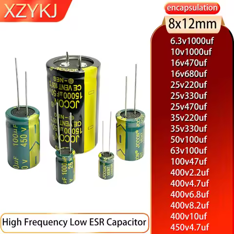 6.3v 10v 16v 25v 35v 50v 63v 100v 400v 450v capacitor 8x12 2.2uf 4.7uf 6.8uf 8.2uf 10uf 47uf 100uf 2