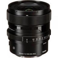 SIGMA - 20mm f/2 DG DN Contemporary 鏡頭 適用於 Sony E (平行進口)