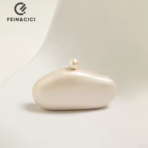 Shell Clutch Bag Acrylic pearl color purse women wedding evening party cute ivory pearl coffee color