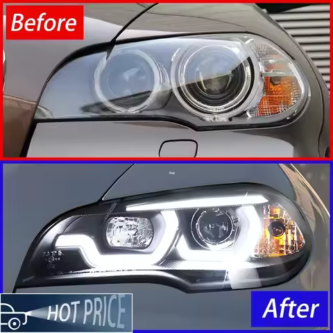 For BMW X5 E70 30i 35i 40i 2007-2013 Car Front Lamps Assembly Upgrade LED DRL Projector Lens Plug an