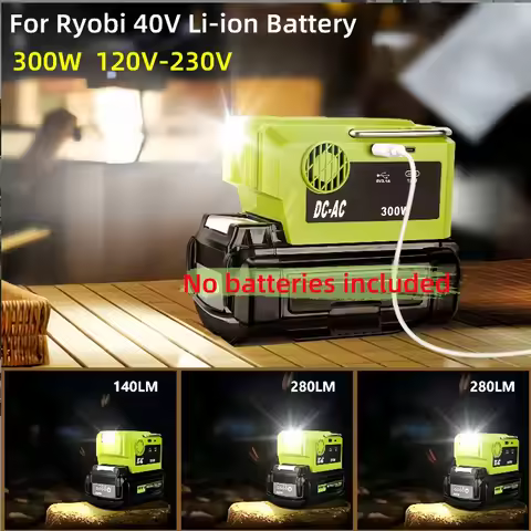 New Multi-Function 300W 120V-220V Power Inverter for Ryobi 40V Li-ion Battery Adapter Inverter with 