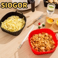 SIOGOR Oven Liner, with Handle Reusable Silicone Air Fryer Liners, Air Fryer Accessories Black Red f