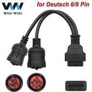 For Deutsch 9Pin J1939 Truck Y Cable to OBD2 16Pin Female Adapter J170