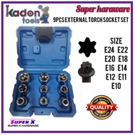 Heavy Duty[KS4639009] 1/2" E10-E24 (9PCS) KADON CR-V EXTERNAL TORX SOCKET SET E TORX E STAR E-TORX S