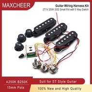 Wiring Harness Prewired 5-way Switch 2T1V SSS Pickup for ST guitar Black/White