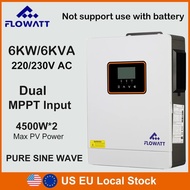 PV Inverter 6KVA 6KW Dual MPPT Input 230V AC Pure Sine Wave Off-Grid Hybrid Inversor Max PV Power 45