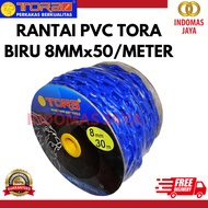 TORA PVC Chain 8 MM x 30 Meters Color biru - PVC Chain (PRICE PER METER)