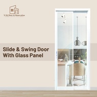 Slide & Swing Door with Glass Panel (Direct from factory - Slide & Swing Door for HDB)