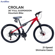 CROLAN 26” Full Suspension Mountain Bike Dual Suspension Bicycle Shimano Gears