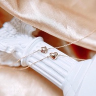 日本製18K黃金/玫瑰金 -立體桃心/星星手鍊 star hear