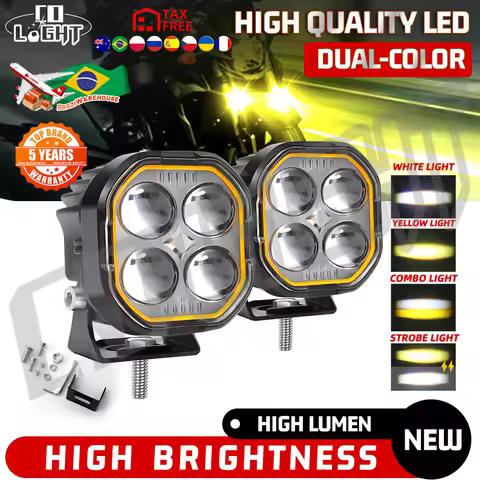 CO LIGHT 2 Inch LED Amber Fog Lights 30000LM Storbe Offroad Spot Driving Work Light for Truck Pickup