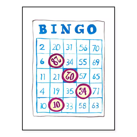 Bingo Art Printing, Bingo Illustration, Wall Artist House Decoration Poster, Game Art