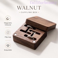 FALLFORBEAUTY Walnut Cufflink Box, Personalized Flip‑top Cufflink Organizer, Gift for Him Exquisite 