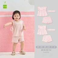 Girls Set short sleeve Lullaby NH673C Soft Cotton, Frilly Top + Pretty Hem Shorts, Size 9M–4Y
