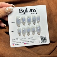 [ BYLAW.NAILS ] Light Blue White Pearl | PREMIUM FAKE NAILS | PRESS ON NAILS | False nails | FAKE NA