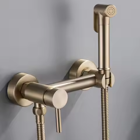 Brush Golden Handheld Toilet bidet sprayer Brass Hygienic Shower Bidet Faucet Hot Cold Water Mixer T