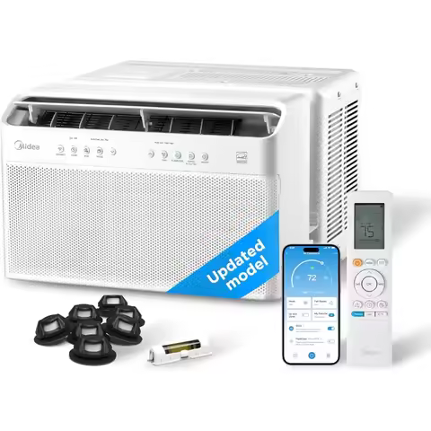 Updated 8,000 BTU U Shaped Smart Inverter Window Air Conditioner - Cools 350 Sq Ft, Remote