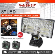 8“Cordless LED Work Light Spotlight 298VF Li-ion Battery Outdoor Floodlight Emergency Light Workshop