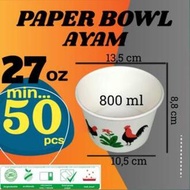 Paper Bowl Papper Cup Mangkok Mangkuk Ayam Jago Rice Bwol Kertas Mie Ayam Bakso Baso Indomie Rebus K