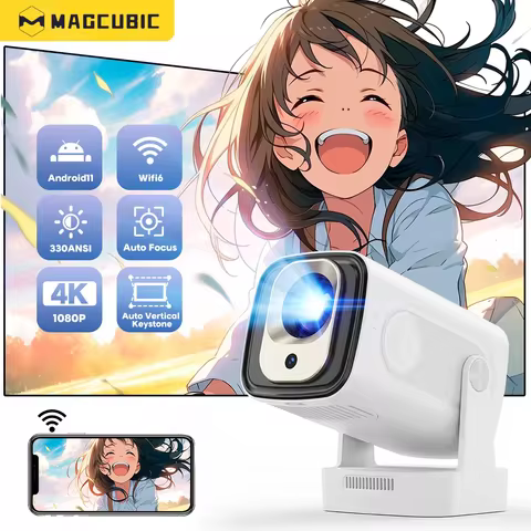 Magcubic Auto Focus 330 ANSI HY310 Projector 4K Supported 1080P Android 11 WiFi6 BT5.4 Air Mouse Voi