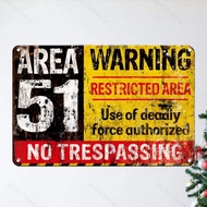 1pc 8x12 Inch Prompt words Sign: Zone 51 Vintage Metal Tin Signage, Prompt words  of and No Trespass