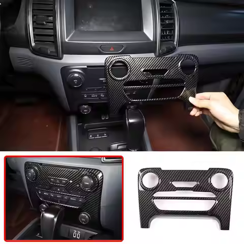 ABS Carbon Fiber Car Accessory Center Console Air Conditioning Mode Frame Panel Cover for Ford Endea