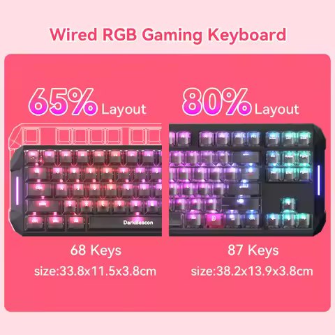 DarkBeacon 65% 80% Compact Silent Mechanical Switch Hot Keyboard RGB 68 87 HE Magnetic Switch PC Gam