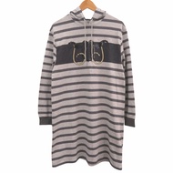 Excellent condition Hermes Mariniere striped hooded sweatshirt dress, size 38, cotton/nylon, gray, i