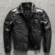 Italian First Layer Goat Leather Full Vegetable Tanned Heavy Wash Uncoated Japanese Style Genuine Le