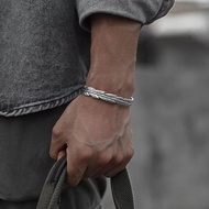 Plain Silver Takahashi Goro Feather Bracelet Men 0705