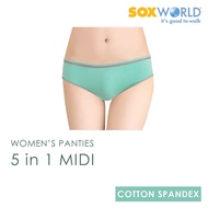 Sox World 5 In 1 Ladies Midi Panties Cotton Spandex Innerwear Underwear 65-912B