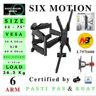 PREMIUM bracket tv bracket full motion north bayou 75 70 65 60 55 50 43 32 inch