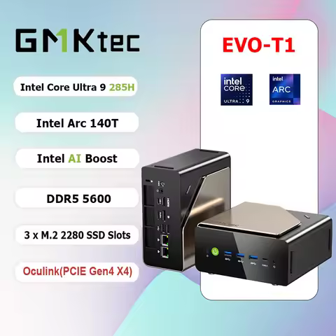 GMKtec EVO-T1 Intel Core Ultra 9 285H Mini PC 16-core 16-thread 64GB DDR5 1TB SSD Gaming Computer PC
