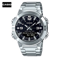 Velashop นาฬิกาข้อมือผู้ชายคาสิโอ Casio Standard สายสแตนเลส - สีเงิน รุ่น AMW-870D-1AVDF, AMW-870D-1A, AMW-870D