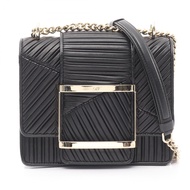 [二手，A級] Roger Vivier Trevivier 單肩包，黑色皮革，鏈條單肩包，女士款。