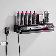 DALUOBO Storage Holder for Dyson Airwrap Curling Iron Accessories Wall Mounted Rack Bracket Stand with Adhesive for Home Bathroom Organizer Black