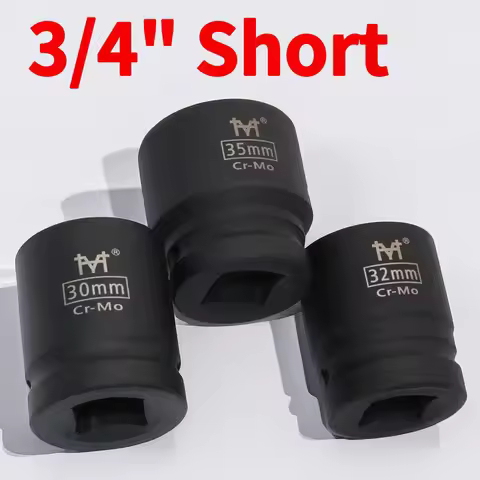 3/4" Inch CR-MO Drive Metric Impact Socket Set - Heavy Duty Hex Black Air Sockets - Sizes Ranging fr