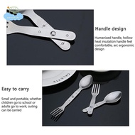 [LI] 2-in-1 Fork Dessert Spoon Cutlery Set For Outdoor Camping And Picnics Portable Durable Stainles