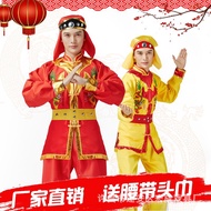privileged New men's ethnic middle-aged elderly square dance performance, majestic gong and costumes, dragon dance, lion waist drum costumes Suits
