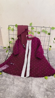 Abaya Burgandy Series Bahan Jersey Set Hijab