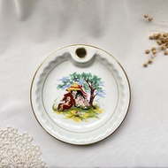 【好日戀物】 法國復古彩繪童趣金邊框加熱保溫盤瓷盤幸福感