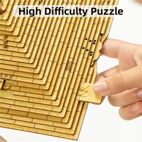 Quest Pyramid Wooden 3D Puzzle Box With Secret Compartment High Difficulty IQ Games Brain Teaser For