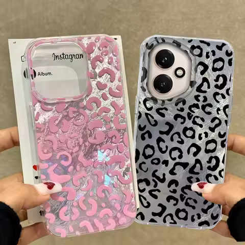 Pink Leopard Print Glacier Phone Case for Honor 400 200 Smart Pro Magic7 6 70 Lite X9a X9c X9b X8b X