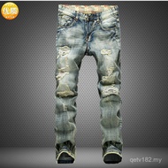 T Trendy Men Nostalgic Foreign Trade Worn Men Beggar Straight Trendy Brand Cross-Border Hole Men Eur