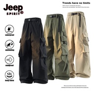 JEEP SPIRIT Casual Pants, Versatile Loose Pants, Outdoor Workwear Pants Black